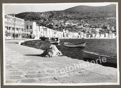 Photo Vathy Samos Greece Port City View Boats Coast Aegean 1950s