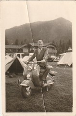 Vintage Photo Man with NSU Lambretta Motorcycle Scooter Fashion Snapshot