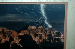 Grand Canyon & Lightning Signed Photograph C1970 10×8″ Framed 18×16″