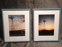2 Windmill Landscape Photography Framed Sunrise & Sunset Rural/Farm/Country 8×10