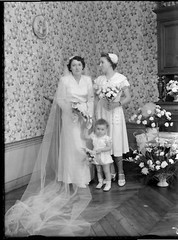 Wedding Portrait Bride Woman And Child Age Negative Glass Photo
