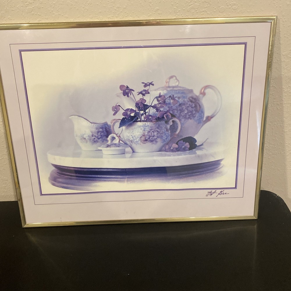 Vintage 1983 Art Poster Series Art Gore Photograph “Violets” Framed