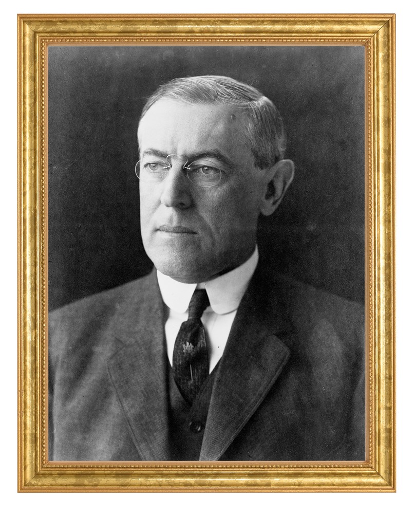 Woodrow Wilson Photograph in a Aged Gold Frame