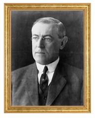 Woodrow Wilson Photograph in a Aged Gold Frame