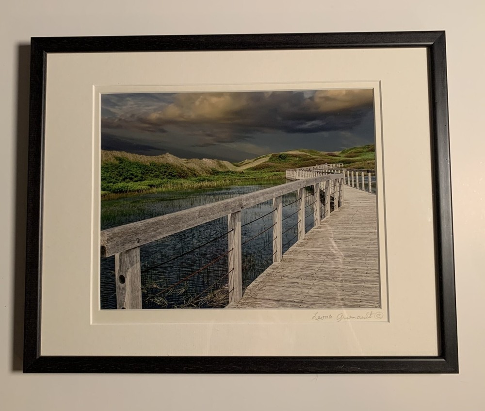Boardwalk P.E.I. Stormy Sky Photo Reproduction Leona Arsenault Matted Framed