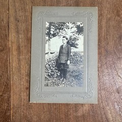 Antique Snapshot Cabinet Card Young Boy in Uniform F.T. Armstrong May 26 1919