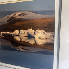 Vtg Framed Photograph North Pole~Midnight Sun~Signed Triple Matted 17”x21” READ