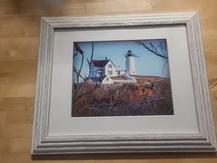 Lighthouse Photograph Framed Country Nautical ORIGINAL Very Nice Condition