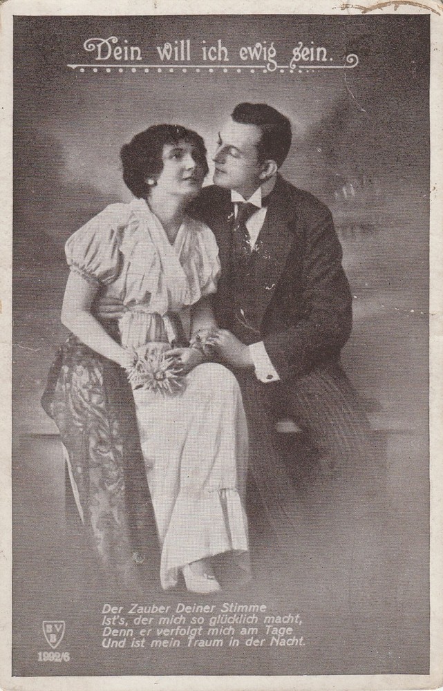 Photo Postcard Young Couple with Poem 1921 Snapshot