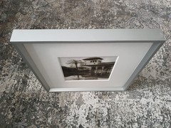 Old photo, Ville with palm tree, in aluminium frame silver matte 30×30 cm 16×16 cm