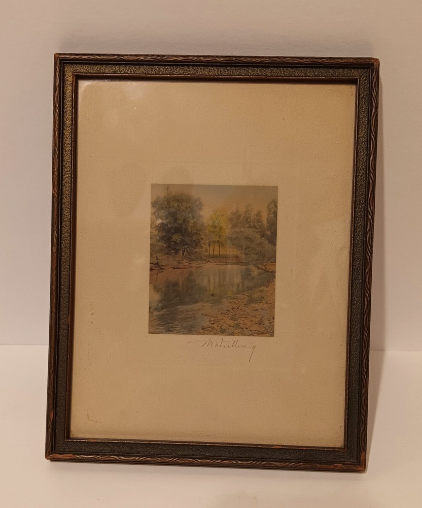 Rare Miniature Signed WALLACE NUTTING Hand Tinted Photo Early 20th Century