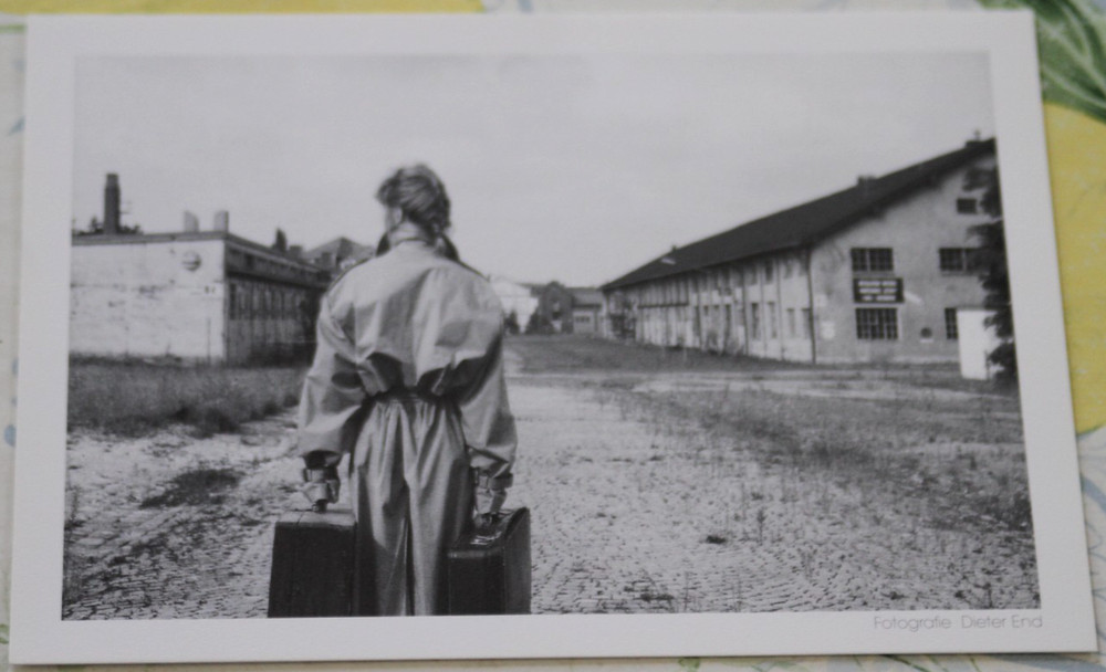 Photo postcard art girl suitcase 2 Dieter End photography woman woman AM