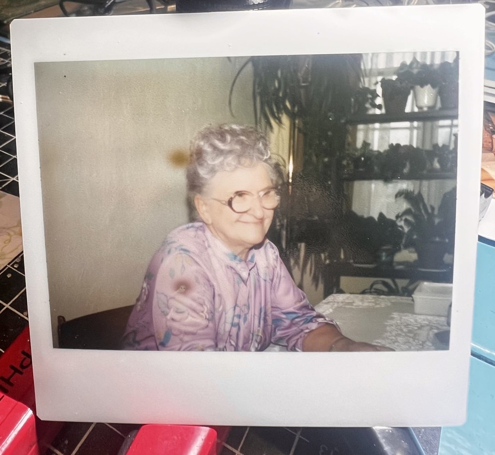 Polaroid Photo of Grandma Goffy But Good to Go Smiles classic Roid circa 1978