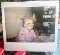 Polaroid Photo of Grandma Goffy But Good to Go Smiles classic Roid circa 1978