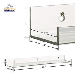 Clear Acrylic Floating Shelves Display Bookshelf Wall Mount Shelf 36″ (2 Pack)