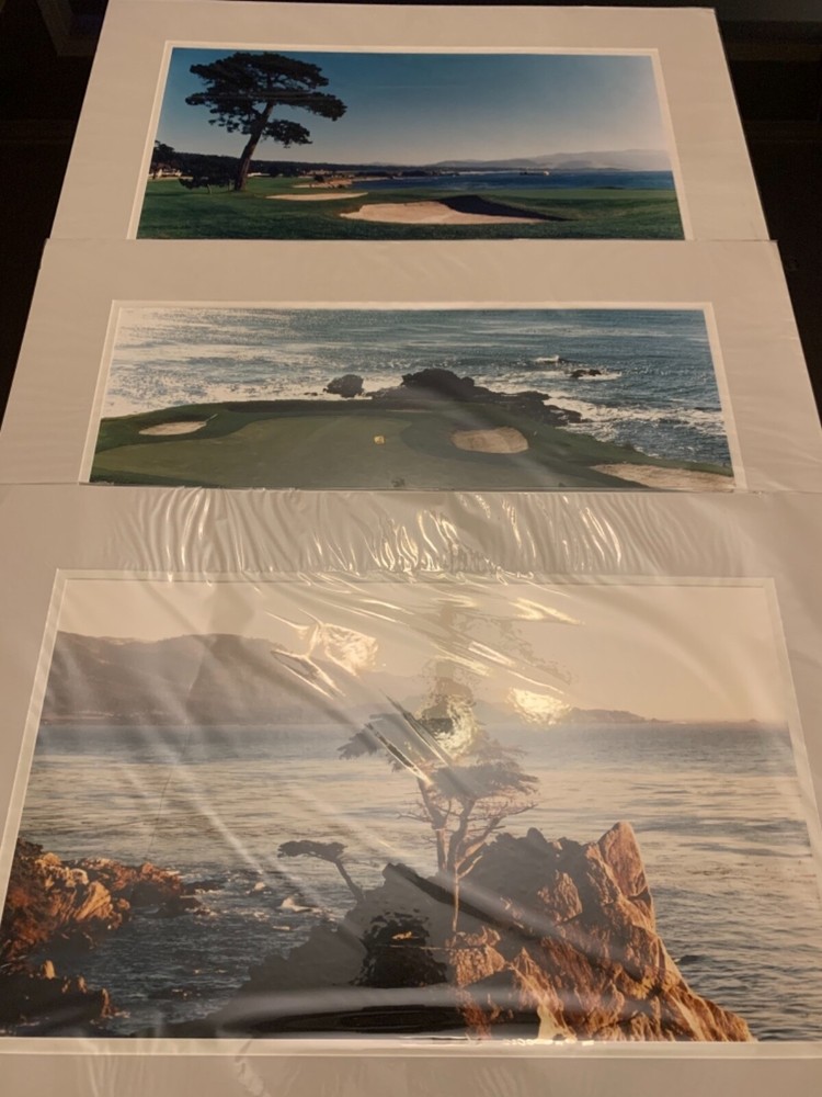 3- Professional Signature Pebble Beach Photographs Matted for Framing