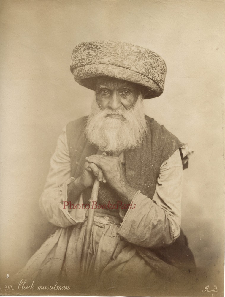 Bonfils Sheik Muslim Turkey Egypt Syria Vintage Albumin Ca 1870