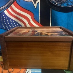 VTG Edward Curtis Native American Handmade Oasis Of The Badlands Wooden Box