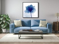Pyradecor Large Black Framed Wall Art Blue Flickering Flower Canvas Prints Gr…