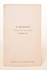 Business card, CDV, albumen paper, Jeune fille, E. Neurdein, Paris