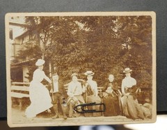 Photo CDV KAB portrait women Austria model hat picture man pet dog umbrella