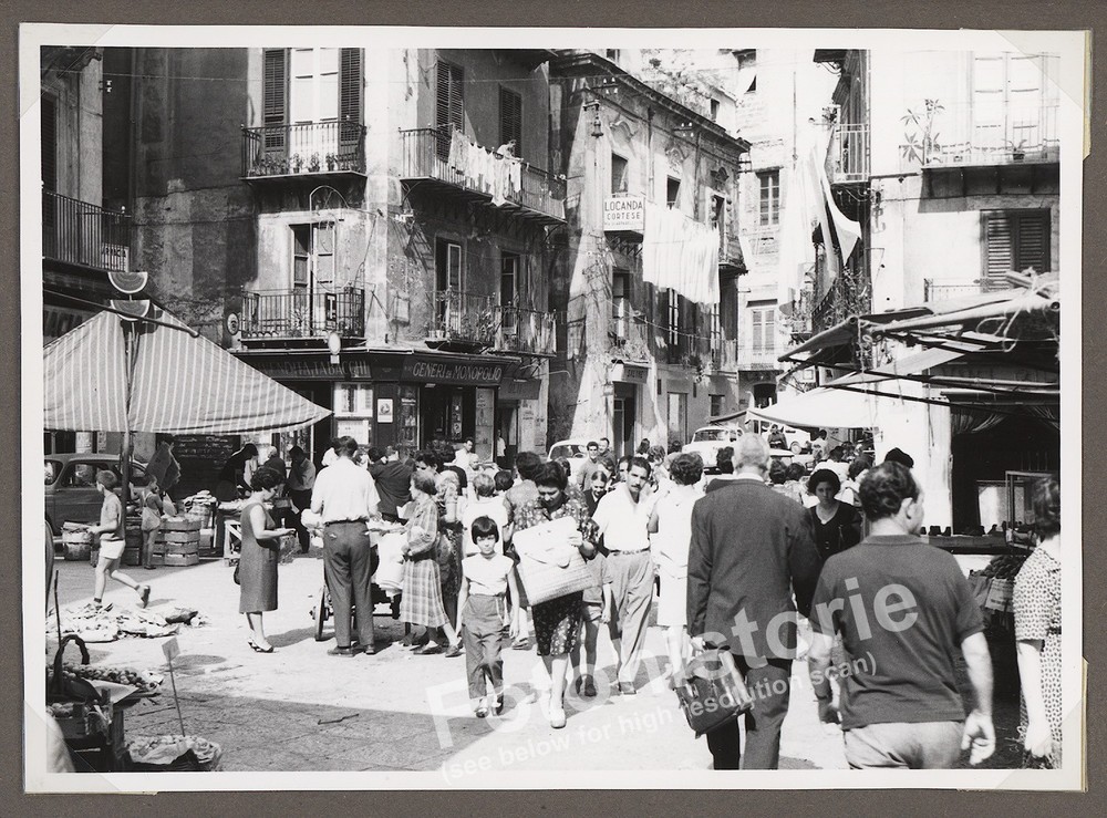 Photo Italy Palermo Mondello Market Street People Business Scene Sicily