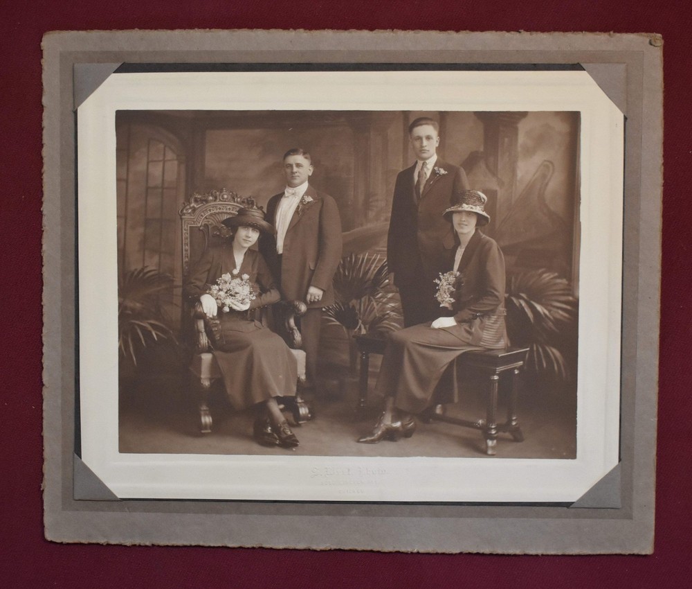 Antique Photograph of Four People In a Conservatory or Greenhouse