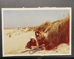 Photo Portrait Young Woman Pet Chow Chow Dog 1960 Borkum Friesland Model Old