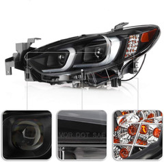 – for [Halogen Model] 2014-2017 Mazda 6 Black Housing LED Tube Signal Projector