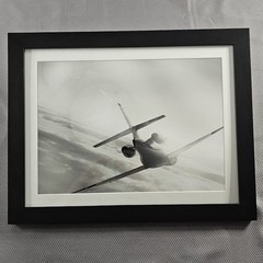 Framed B&W Photo Print Of Private Jet Luxury Real Estate Office 14″× 18″ READ⬇