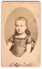 Photograph Cute Little Girl Elfriede Age 6 in Dress, 1877