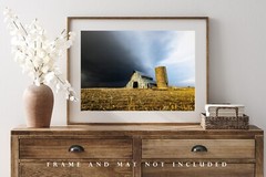 Barn Photography Print: Kansas Grain Silo Field Storm Farm Country Rural Photo