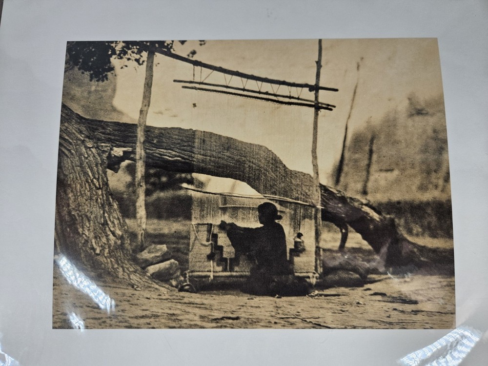 Edward Curtis «the blanket weaver» Photo Engraving Print From 1972 Navajo COA