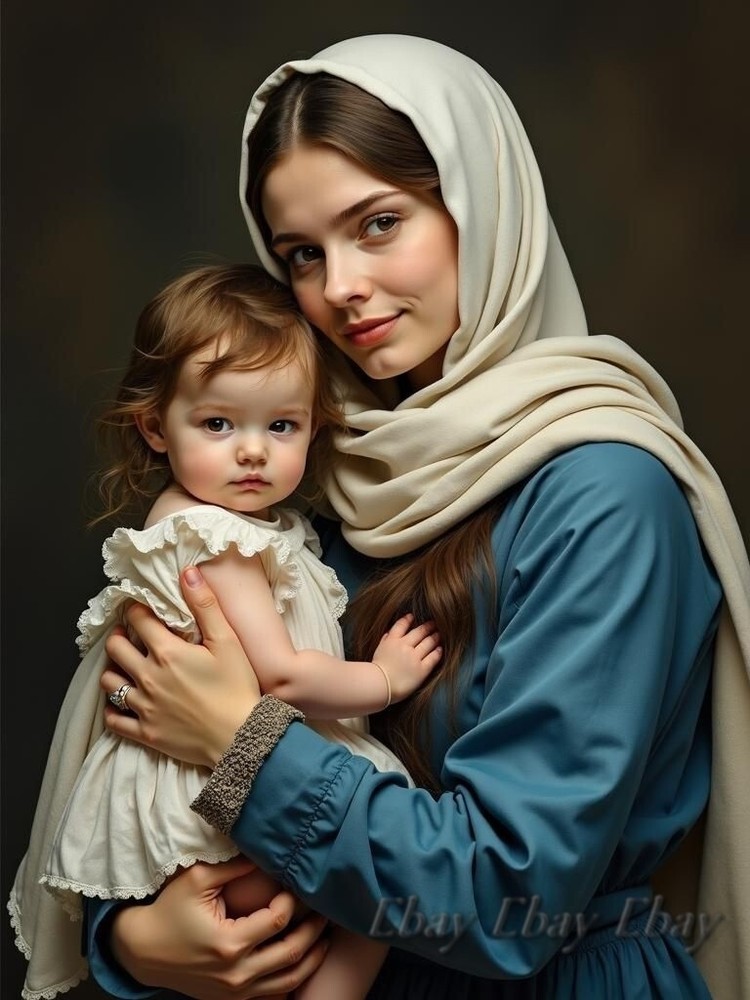 A3 Photo Mother Child Tenderness Artistic Glossy Paper Decor -036