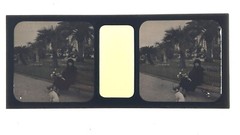 FRANCE French Riviera Nice Garden Woman Photo Stereo Autochrome Ca1910 Vintage