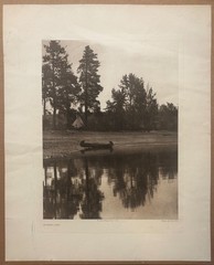 Original EDWARD CURTIS Kutenai Camp NATIVE AMERICAN Canoe & Teepee Photogravure