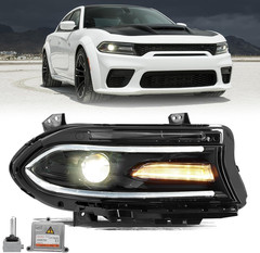 Headlight Assembly Fits for 2015-2022 Dodge Charger [Factory Hid/Xenon Type] wit