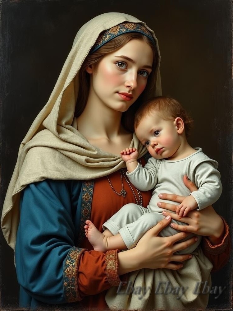 A3 Photo Mother Child Tenderness Artistic Glossy Paper Decor -058