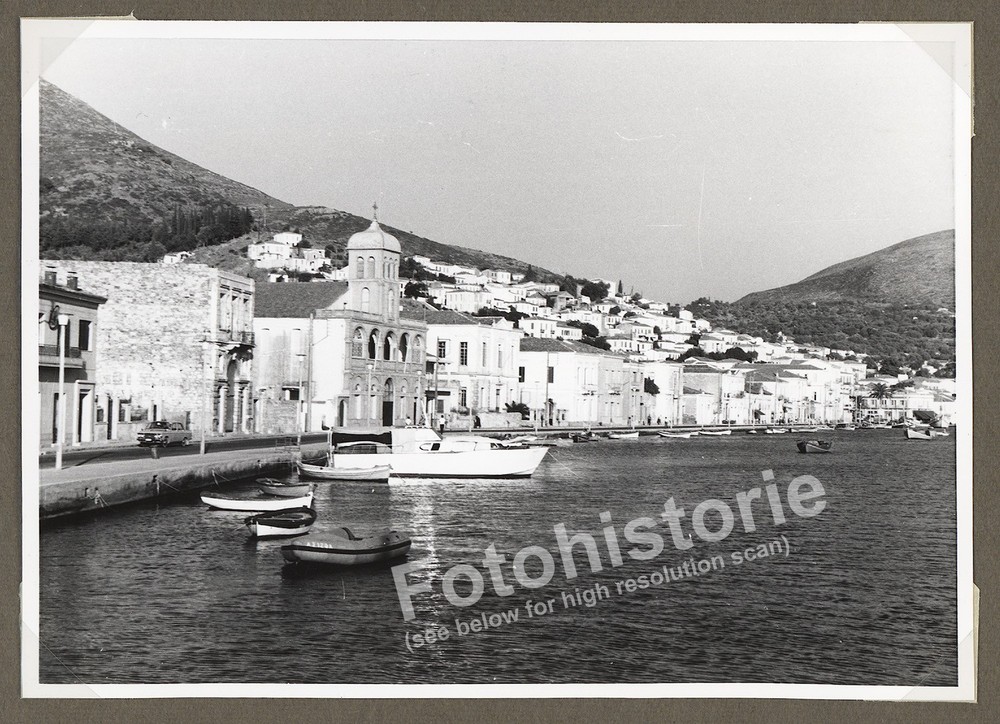 Photo Vathy Samos Greece Port Church Boats Waterfront Aegean 1950s