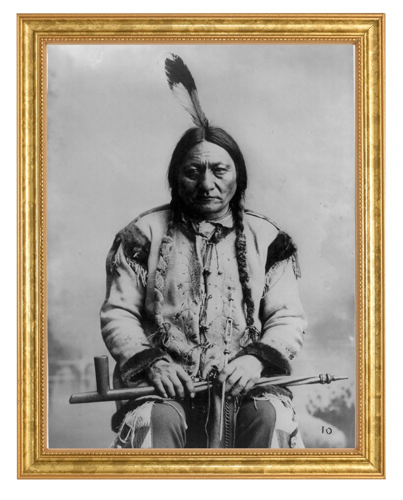 Sitting Bull Photograph in a Aged Gold Frame