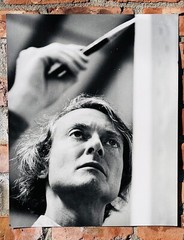 Italian Photographer Gianfranco Gorgoni B&W Photograph Of Roy Lichtenstein 1987