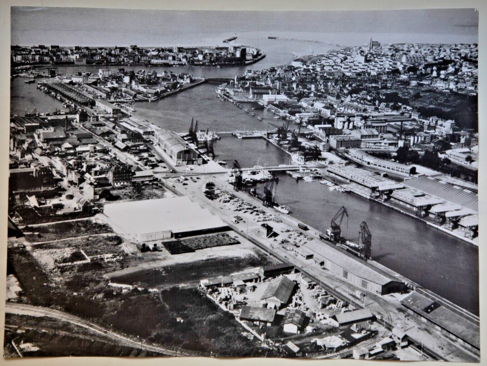 Photo 30X40 CM Argentique Dieppe 1980 Vue Aérienne Industrie Normandie