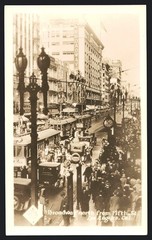 Photograph Los Angeles / CA, Broadway with tram & crowds in sale