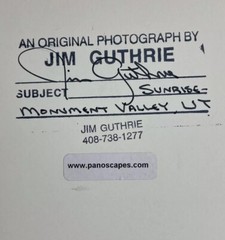 Sunrise Monument Valley, UT Original Photo by Jim Guthrie Signed Matted Framed!