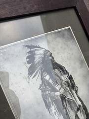 Vintage Print Omaha Chief, Black Bird , 9×13, Wood Frame , Heyn 1890’s