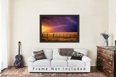 Western Photography Print – Picture of Stormy Sky Over Fence Gate in Oklahoma