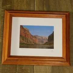 RIVER VIEW Framed and Matted Photograph Art Oak Frame 12.5 X 10.5