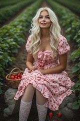 24 Pics.Gorgeous Ladies Picking Berries.Great Tits ! AI. 5 X 7. LAB PROCESS.ABC
