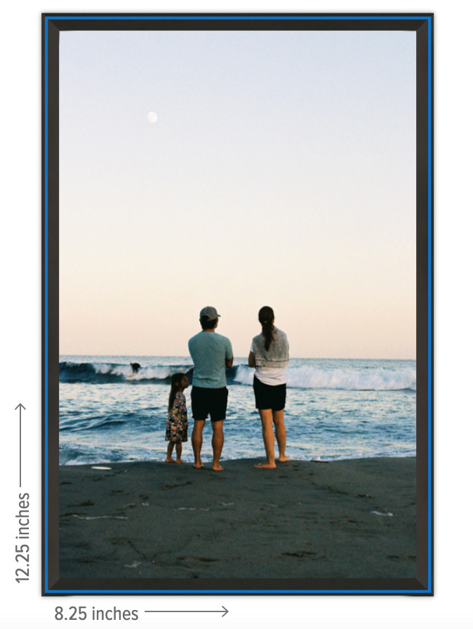 Analog Photograph Print, Family and Malibu Ocean, 35mm Framed Print 12×8