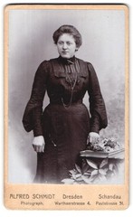 Photograph Alfred Schmidt, Dresden, Warthaerstrasse 4, portrait young lady in m